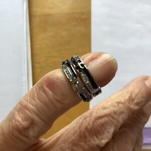 4204 NWT Silvery Nose Ring, Earring, Silver and Black